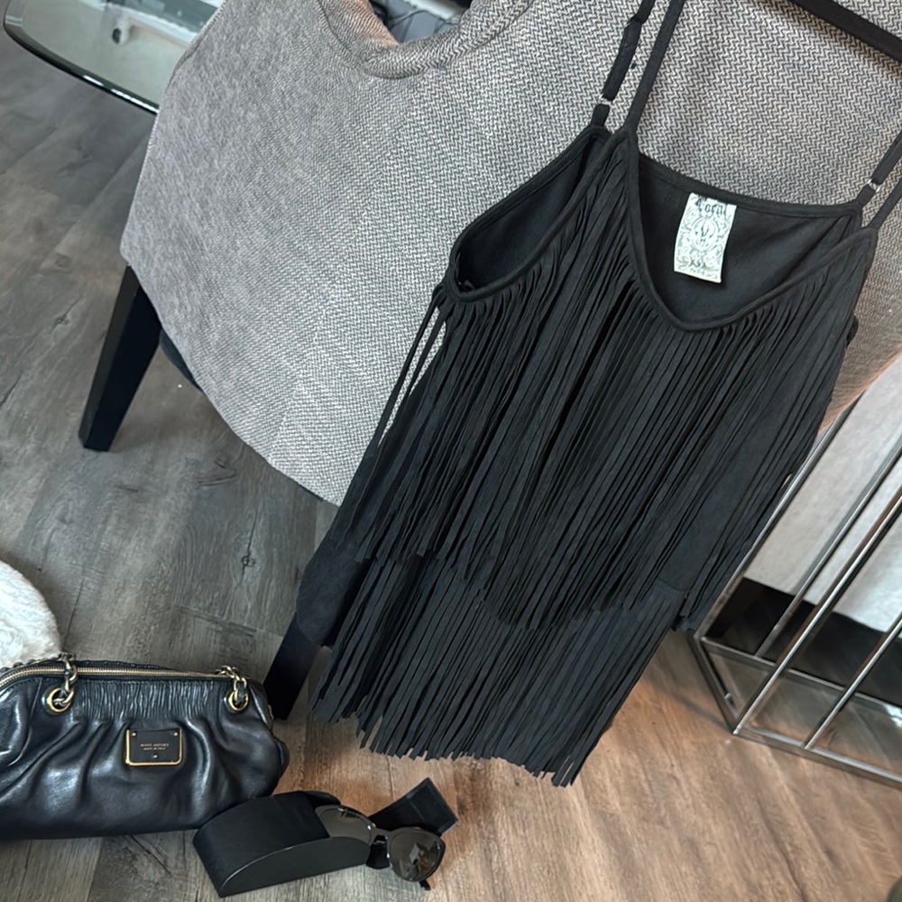 CLOSET CLEARANCE - Vocal Black Fringe Tank Top